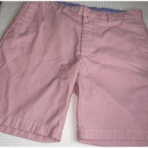 Peter Millar Cotton Striped Pink/White Golf 9” Shorts Men's Size 36 W/11” Rise